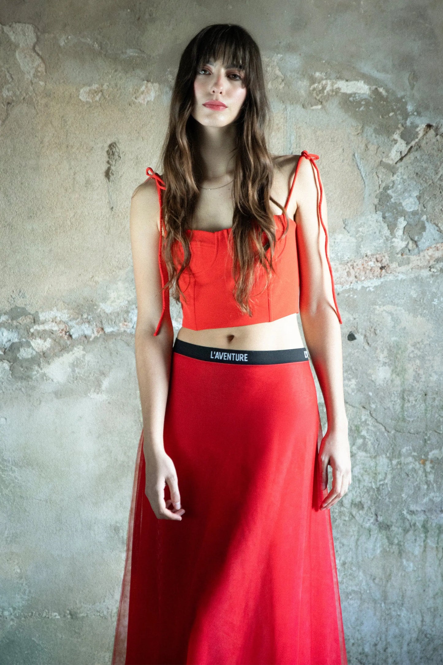 TULL MID-LENGHT SKIRT RED L'AVENTURE