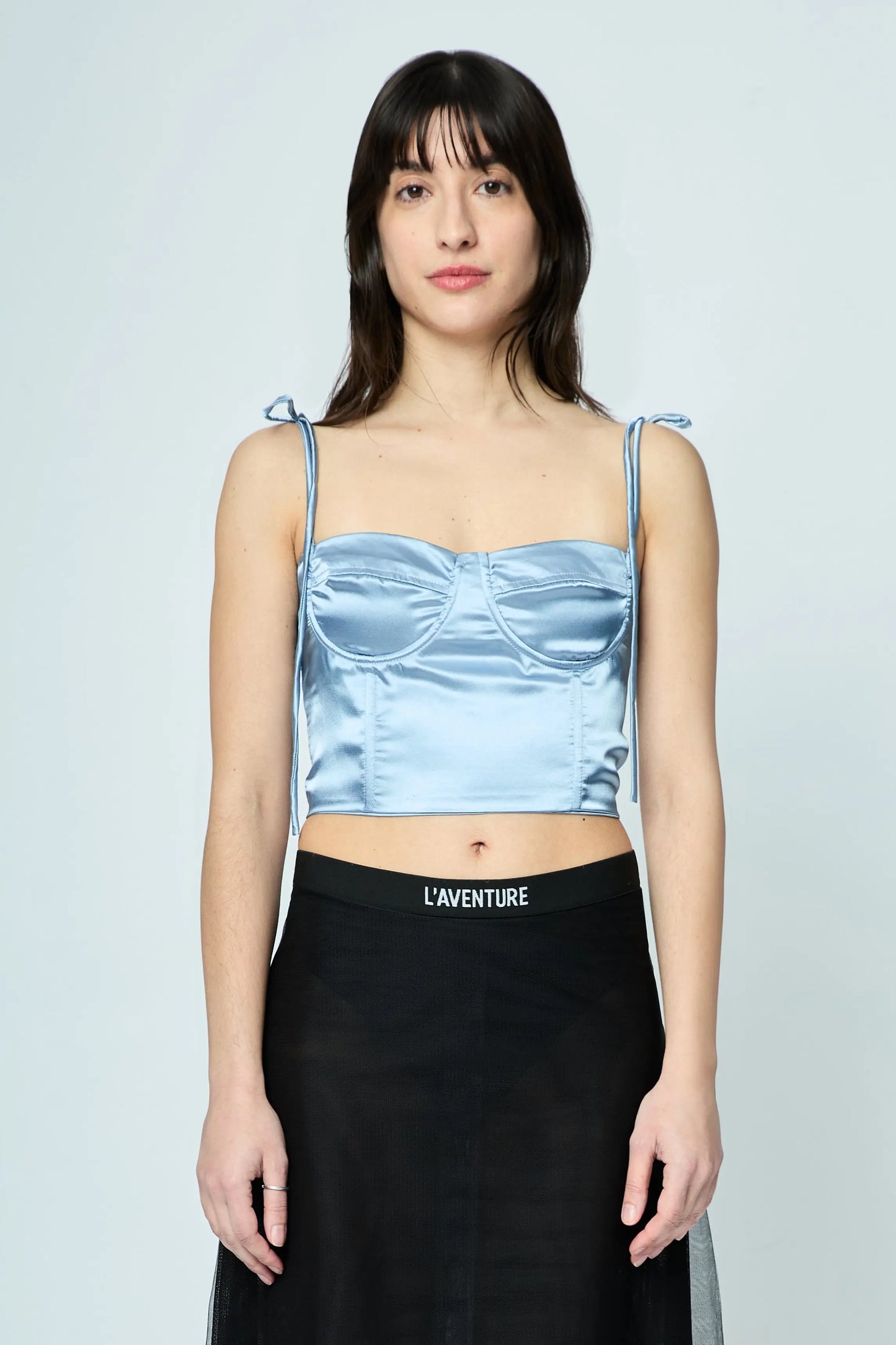 Bustier L'AVENTURE Couleur Bleu Ciel Satin pour Femme