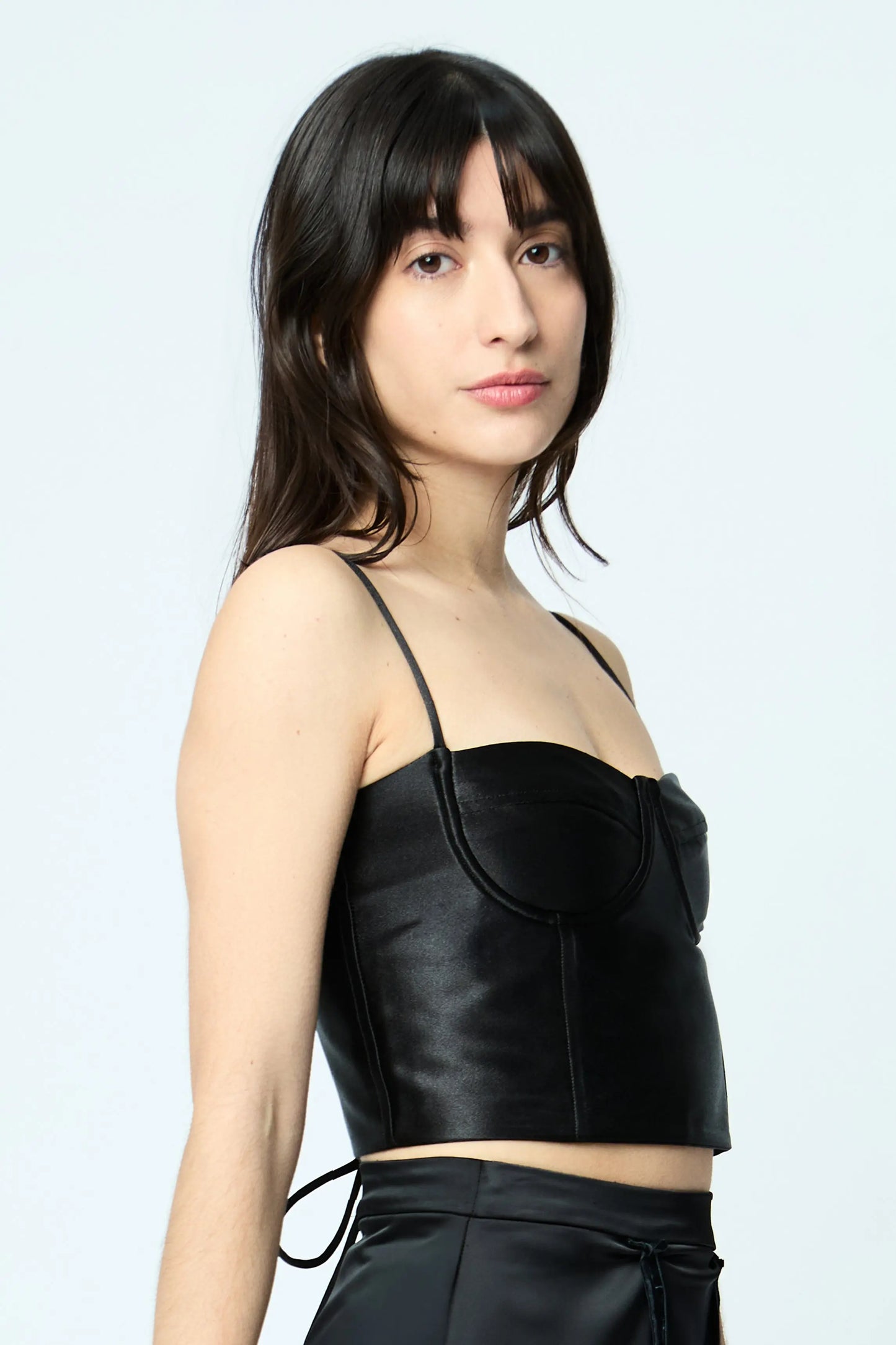 L'AVENTURE Women’s Bustier in Black Color Satin