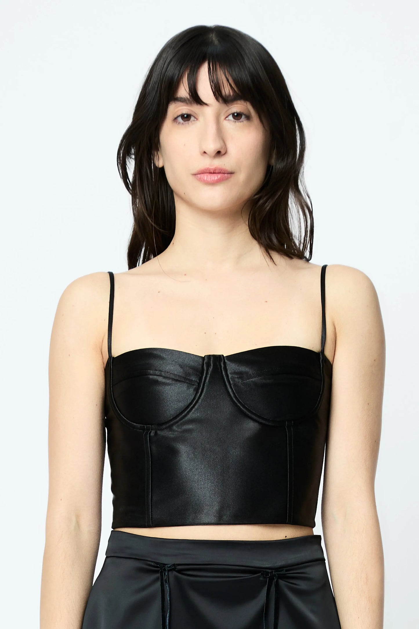 L'AVENTURE Women’s Bustier in Black Color Satin