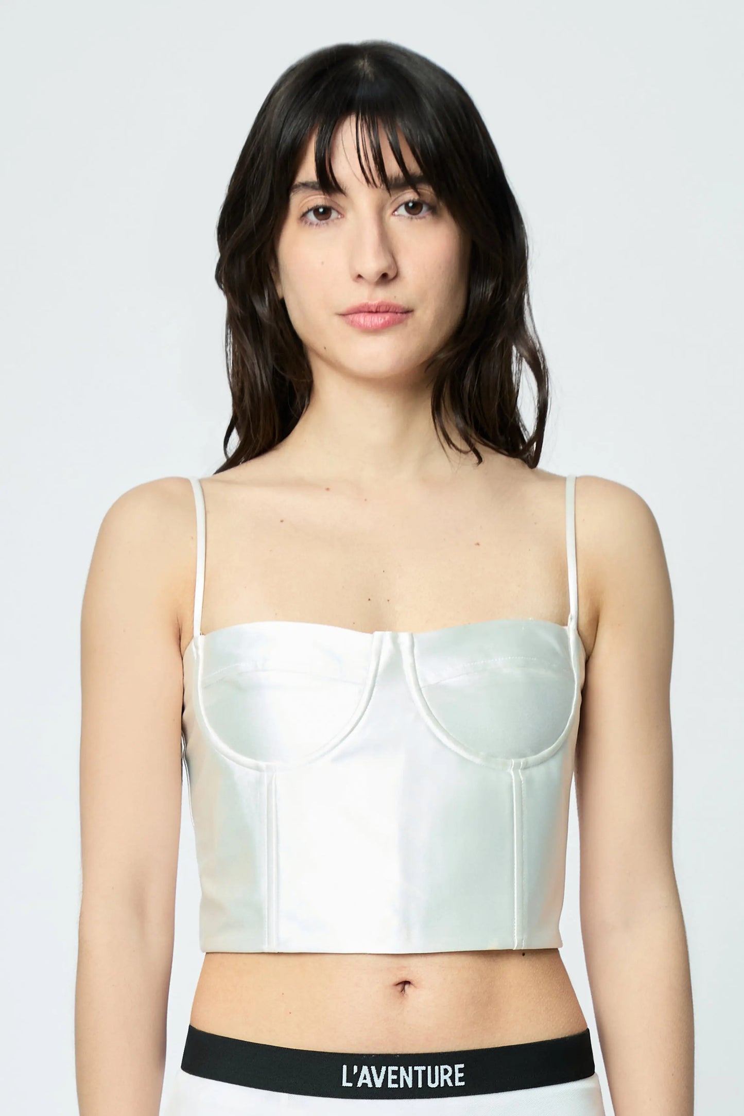 L'AVENTURE Women’s Bustier in White Color Satin
