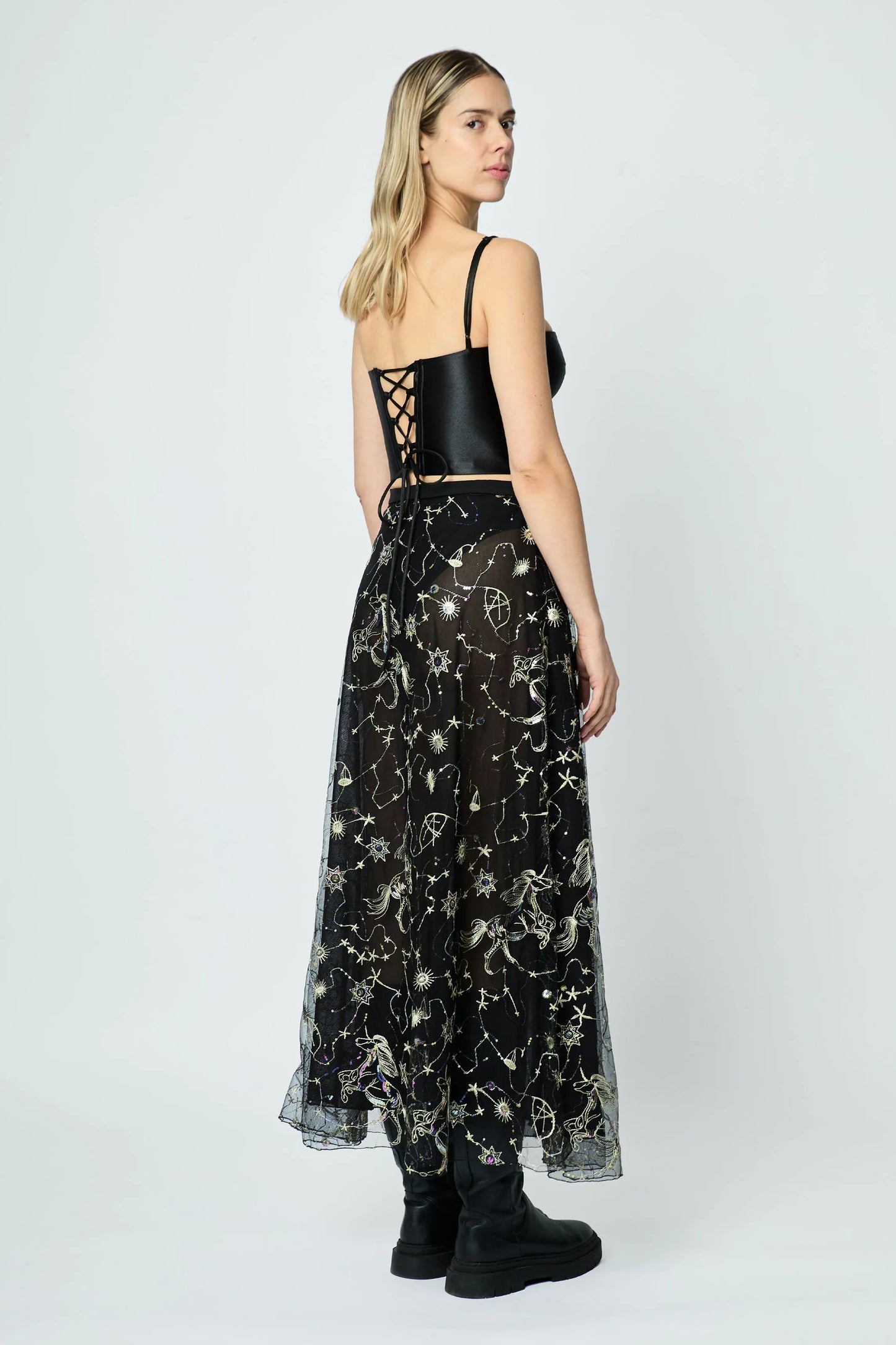 LONG EMBROIDERED SKIRT GALAXY - ÉDITION LIMITÉE L'AVENTURE