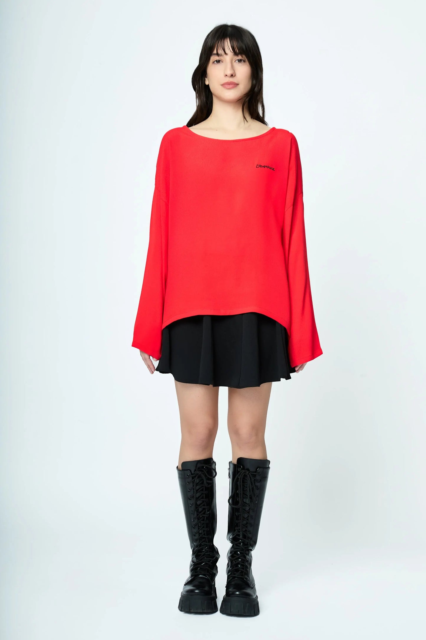 T-SHIRT EMBROIDERED LOGO RED L'AVENTURE