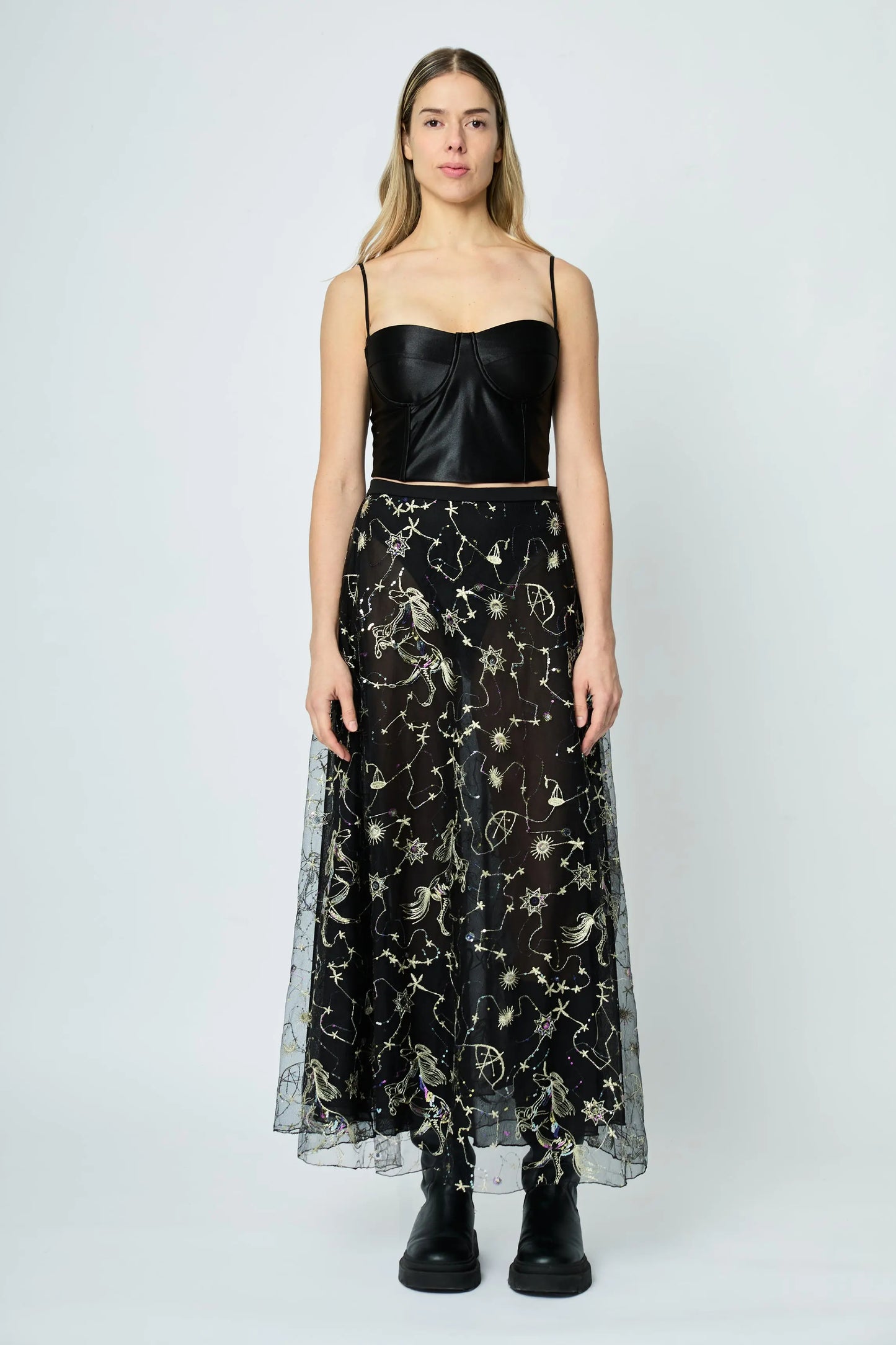 LONG EMBROIDERED SKIRT GALAXY - ÉDITION LIMITÉE L'AVENTURE