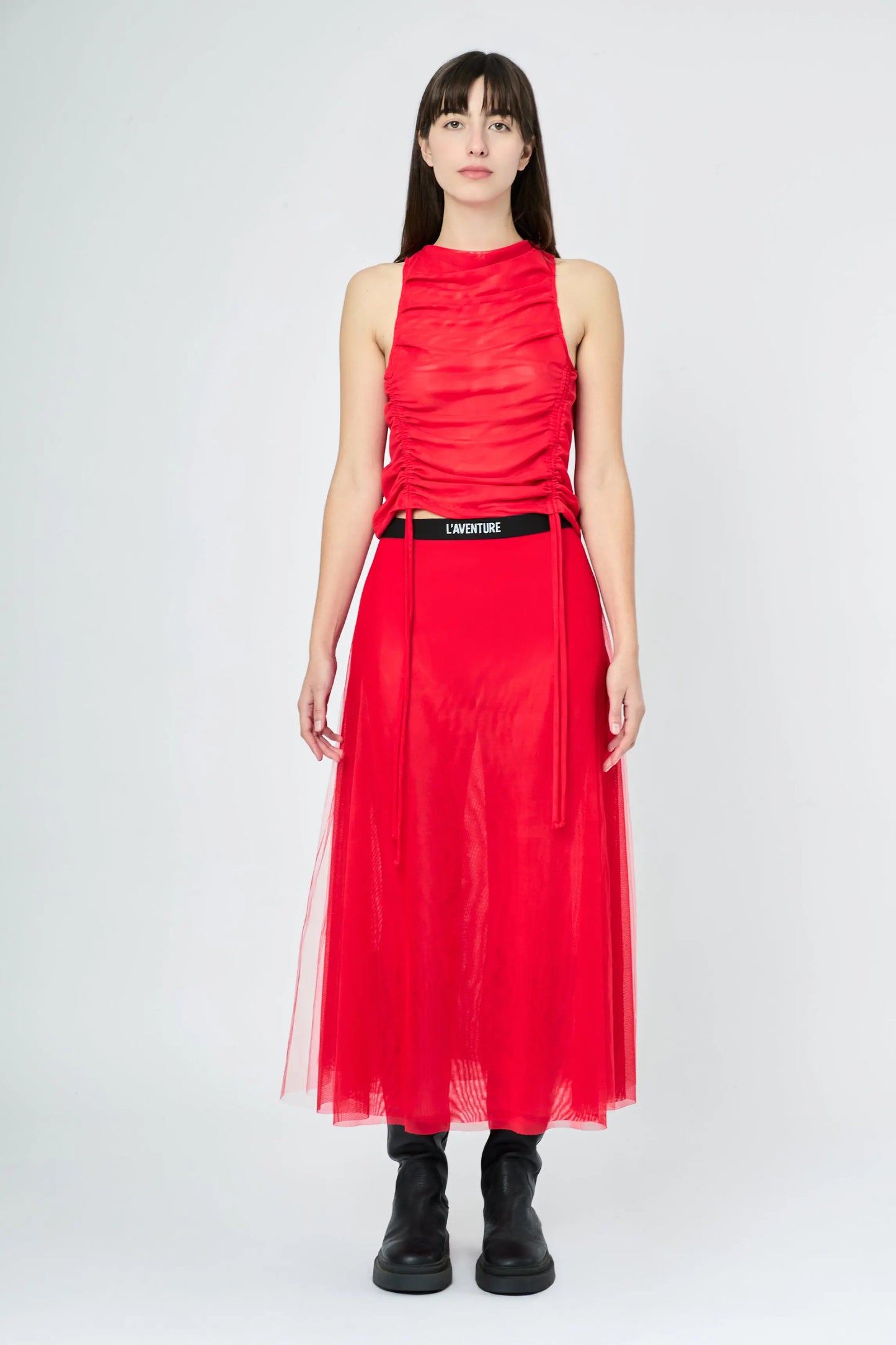 TULL MID-LENGHT SKIRT RED L'AVENTURE