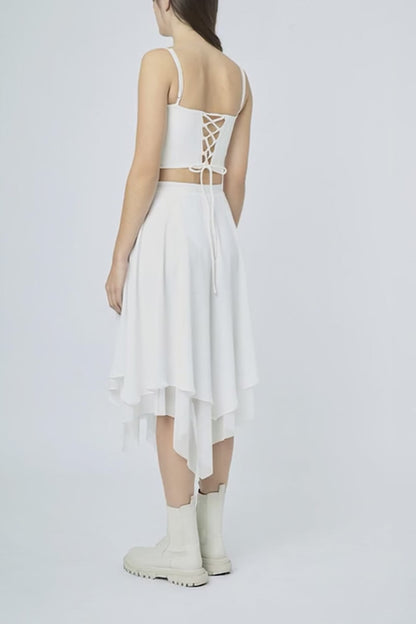 IRREGULAR DOUBLE LAYER SKIRT BLACK